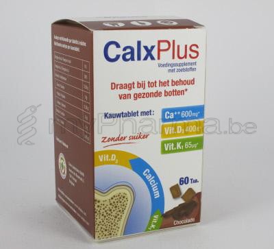 CALXPLUS CA+D3+K1 60 KAUWTABL CHOCOLADE SUIKERVRIJ (voedingssupplement)