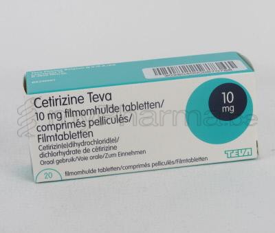 CETIRIZINE TEVA 10 MG 20 TABL (geneesmiddel)